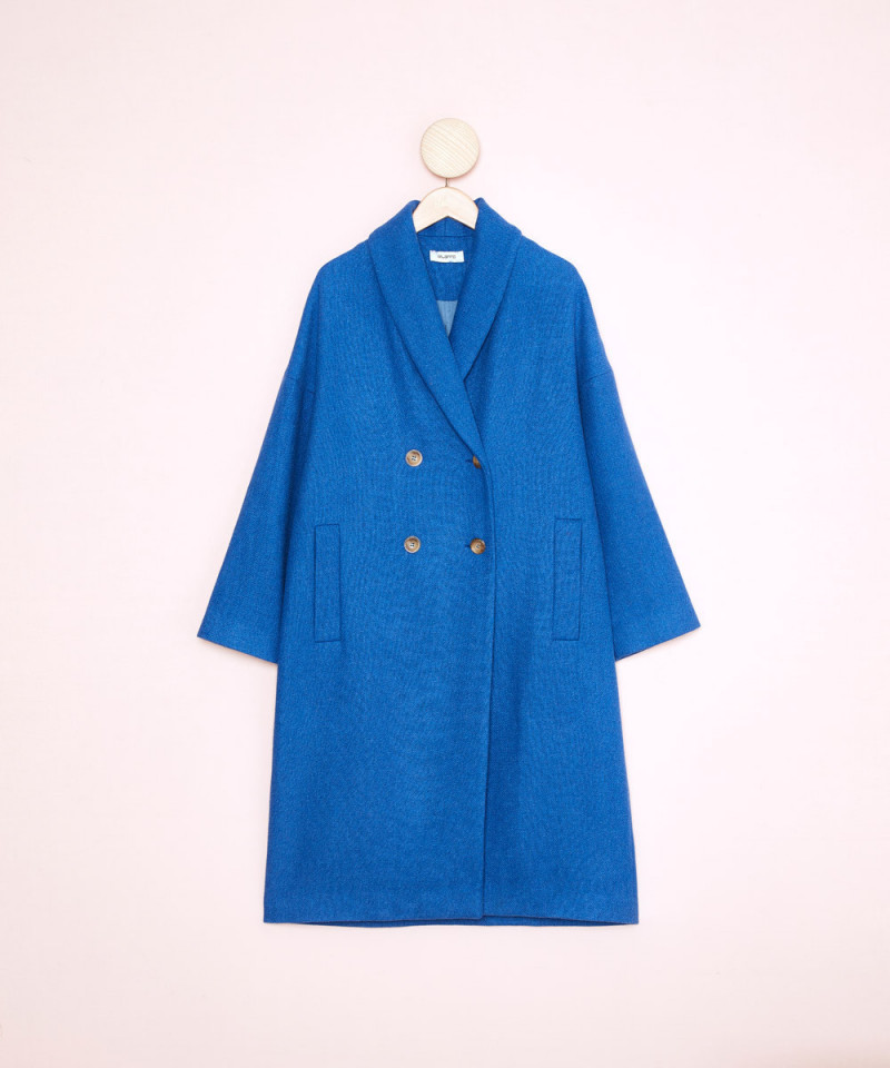 Abrigo largo azul para mujer