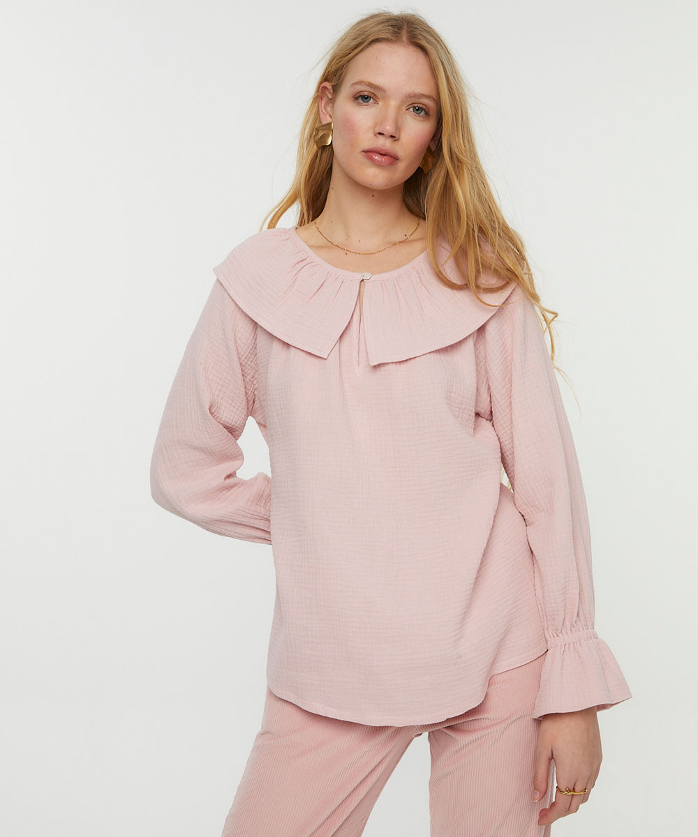 Camisa volante bajo new arrivals