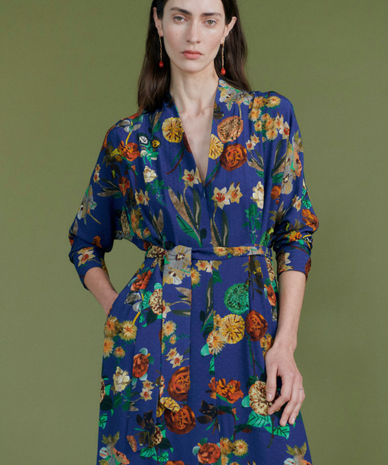 Vestido Largo Estampado Flores