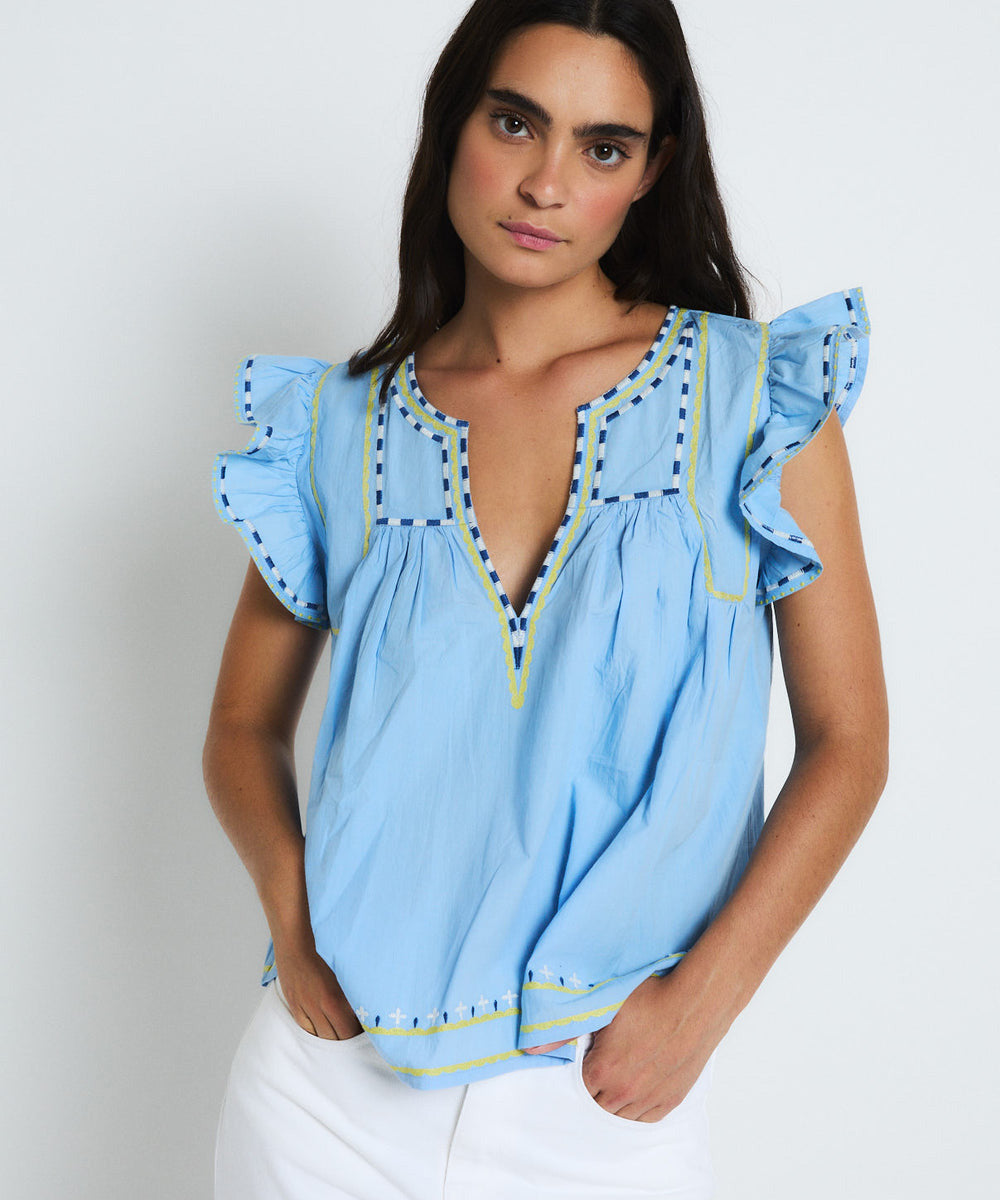 Blusa Aura Embroidery Azul