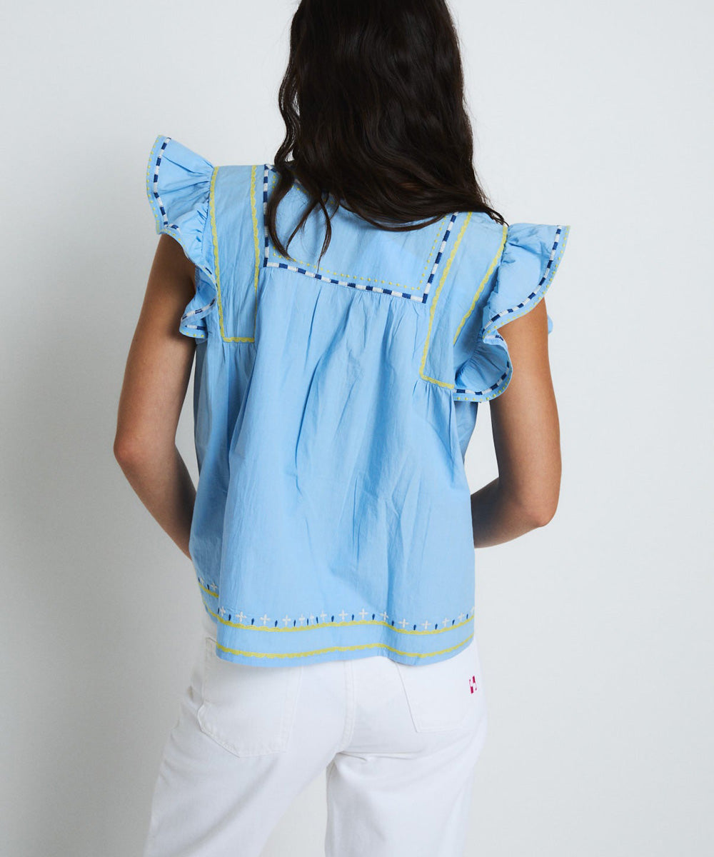 Blusa Aura Embroidery Azul
