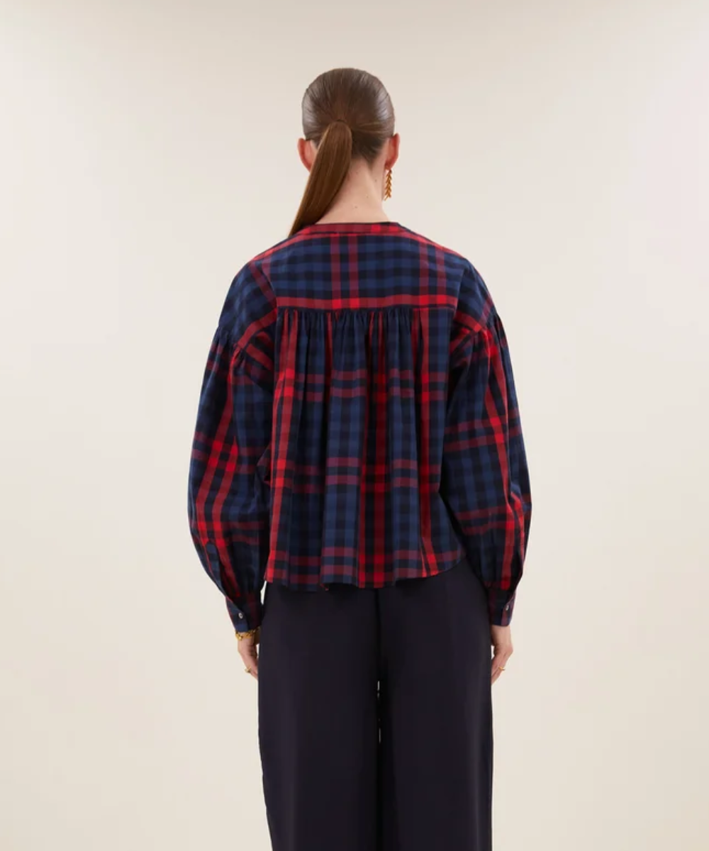 Ella Red Check Blouse