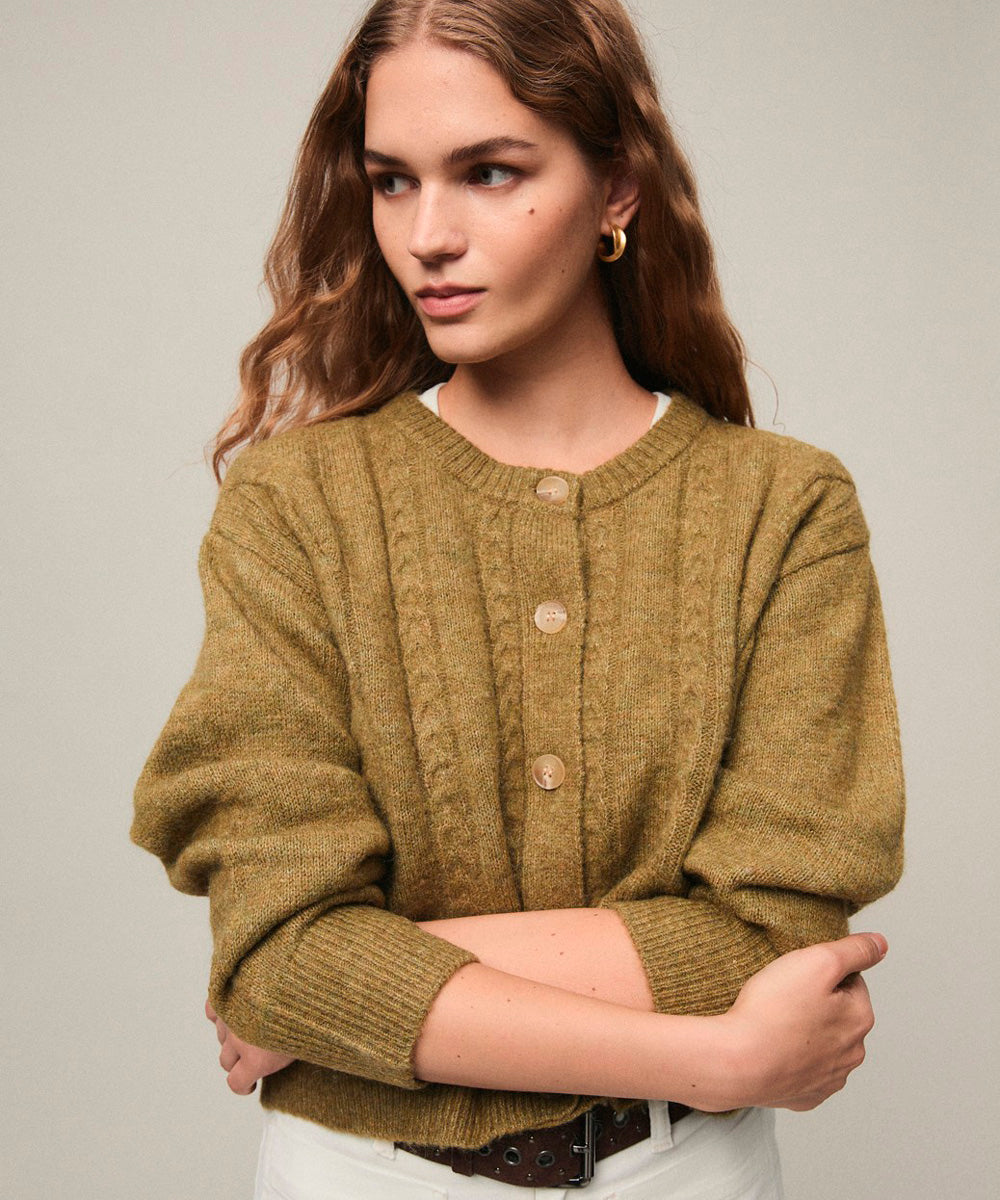 Cardigan Trenzas Verde