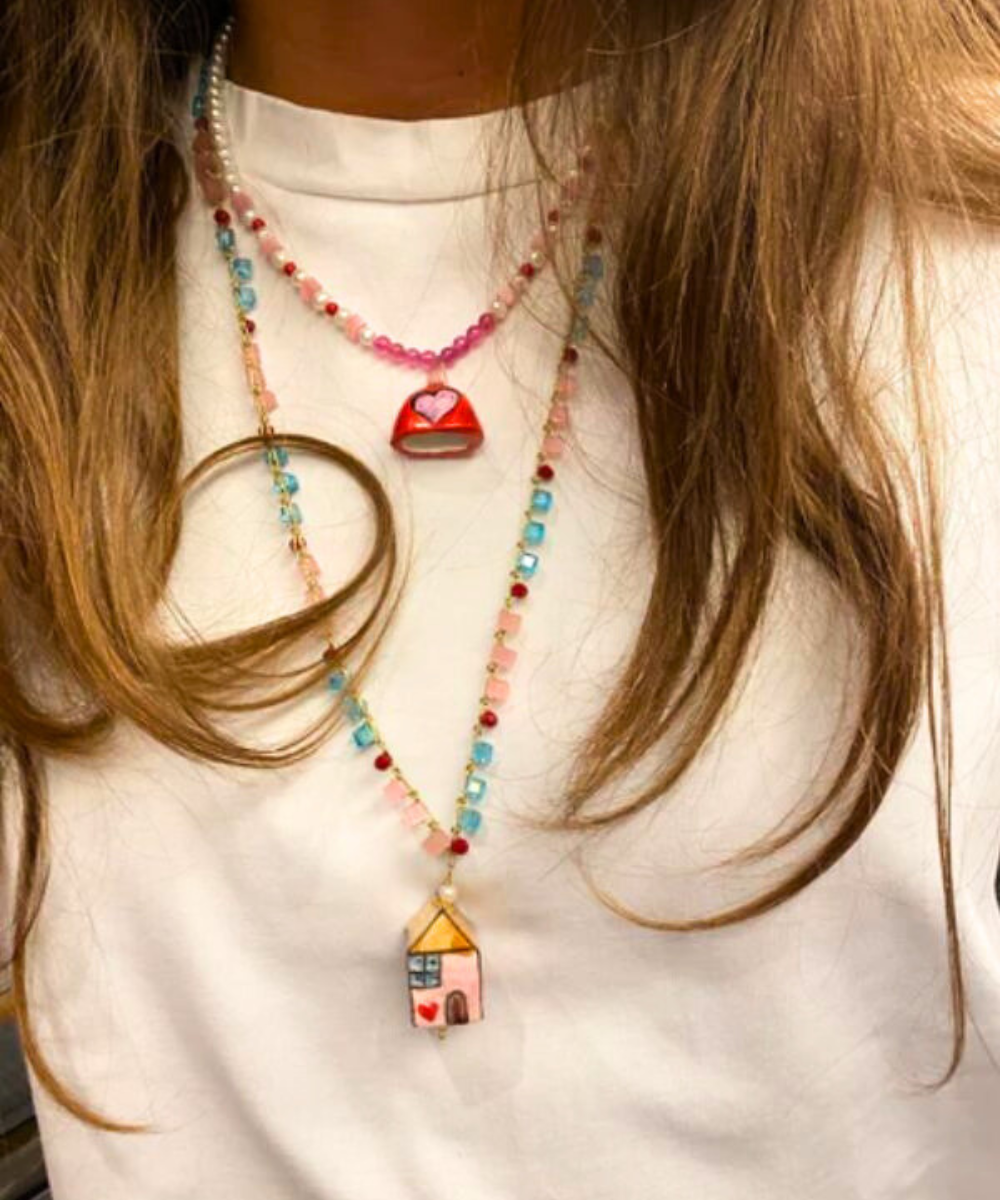 Collar Mediano Cerámica - Casita Rosa