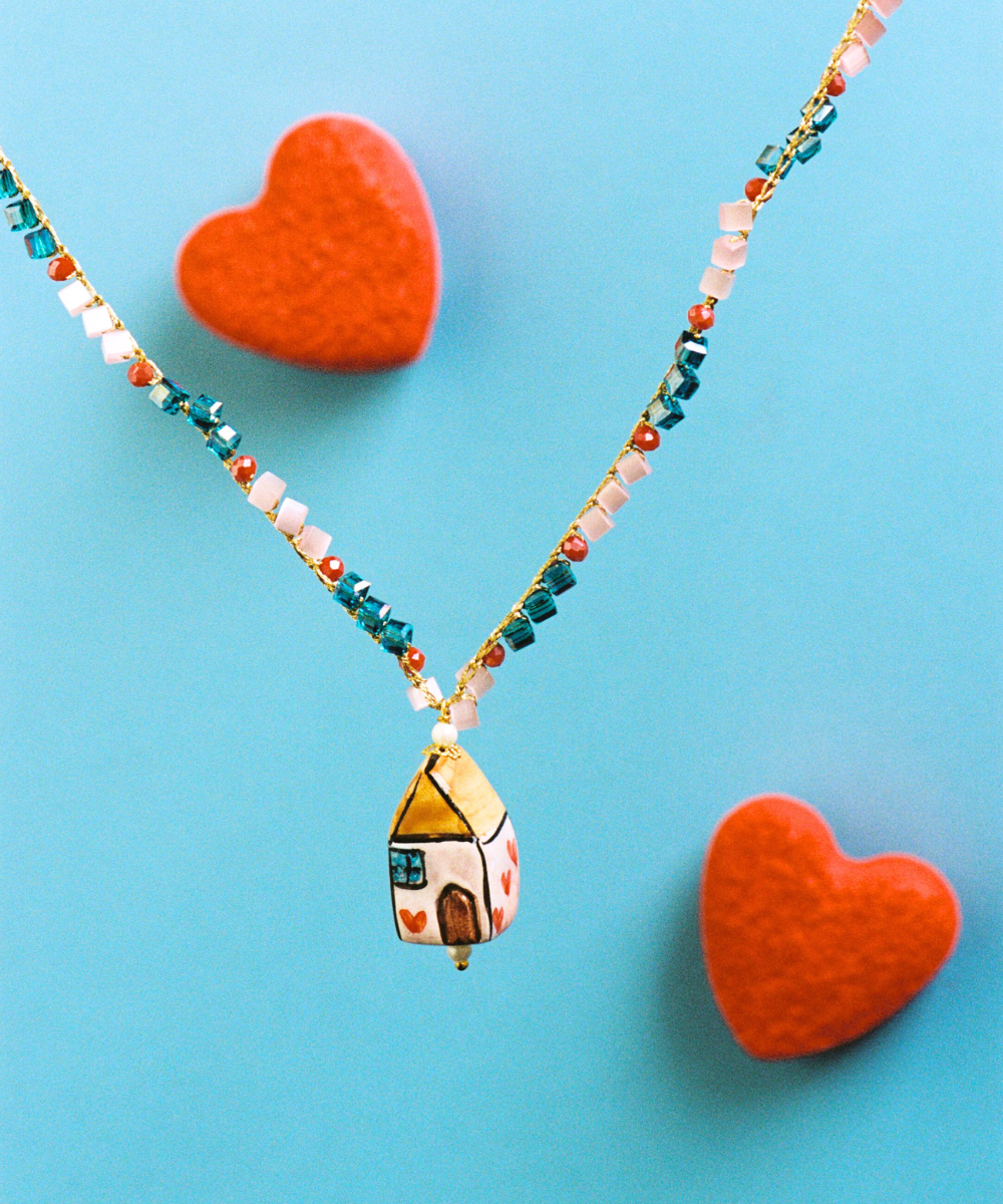 Collar Mediano Cerámica - Casita Rosa