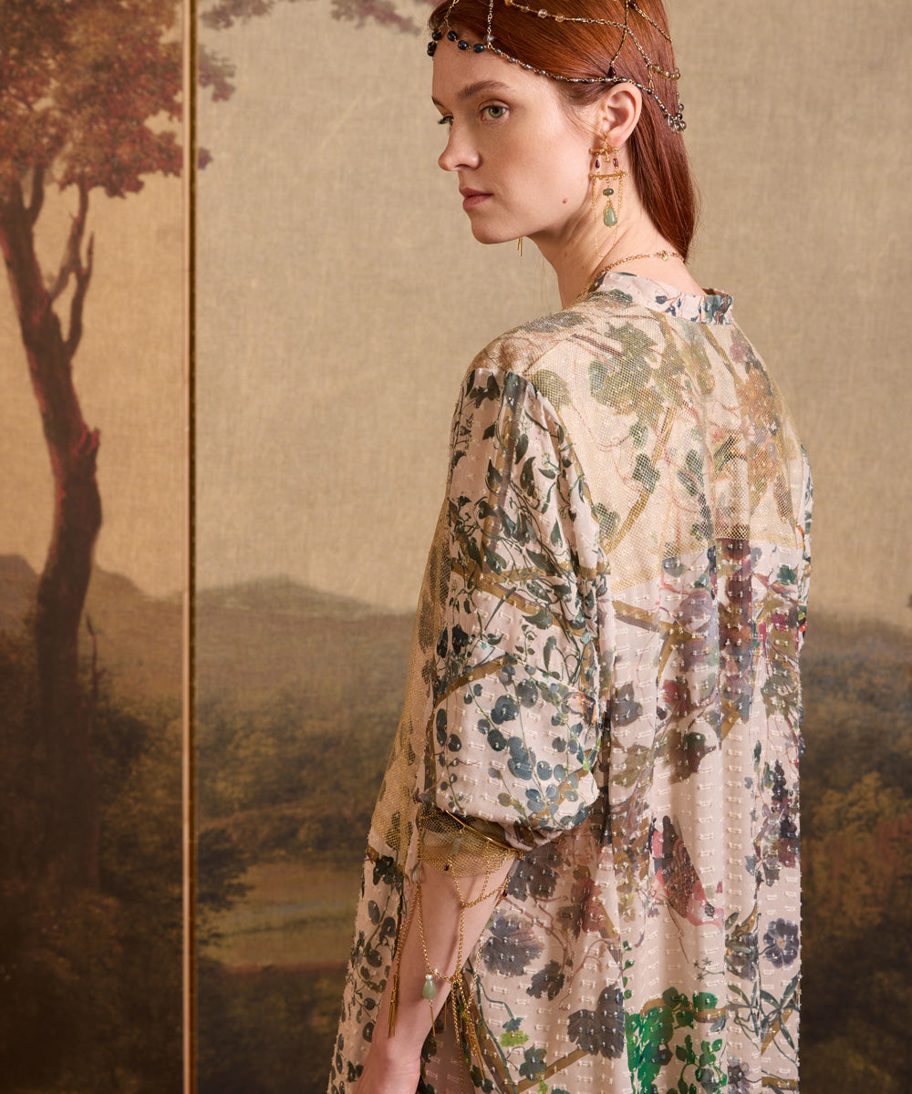 Vestido Botánico Plumeti Beige