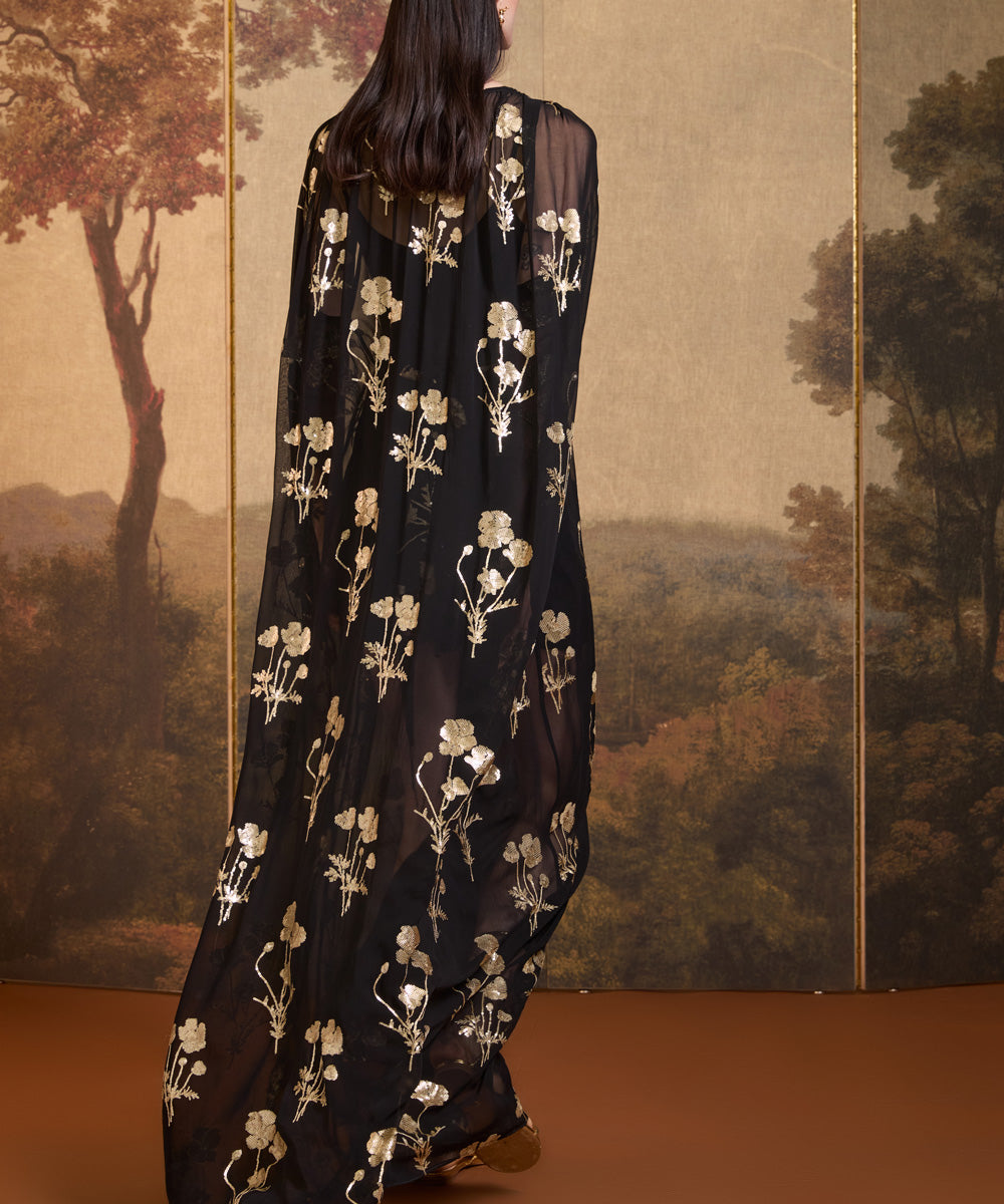 Vestido Capa Bordado Amapolas