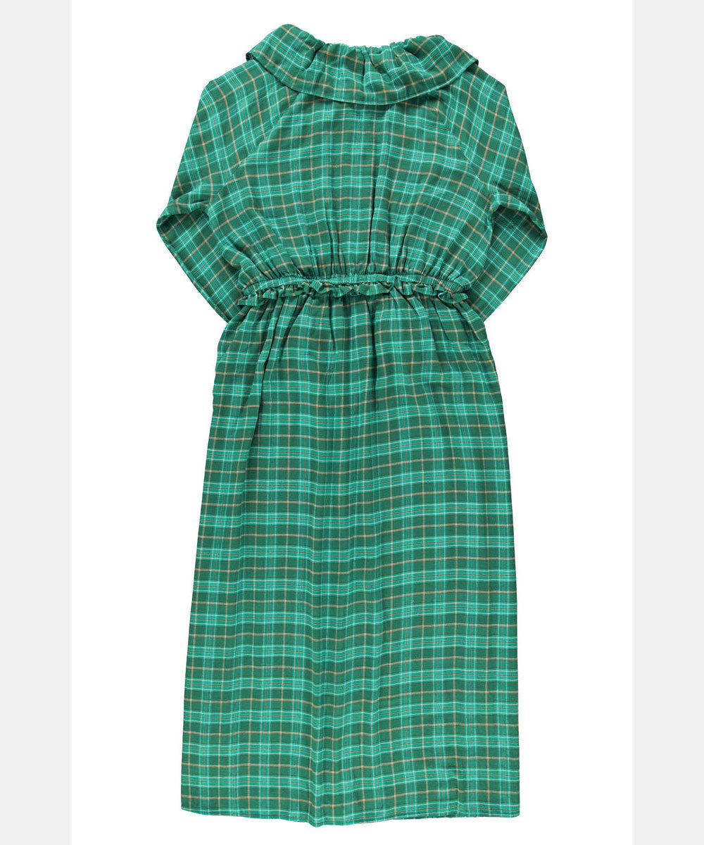 Vestido Cuadros Cuello Verde