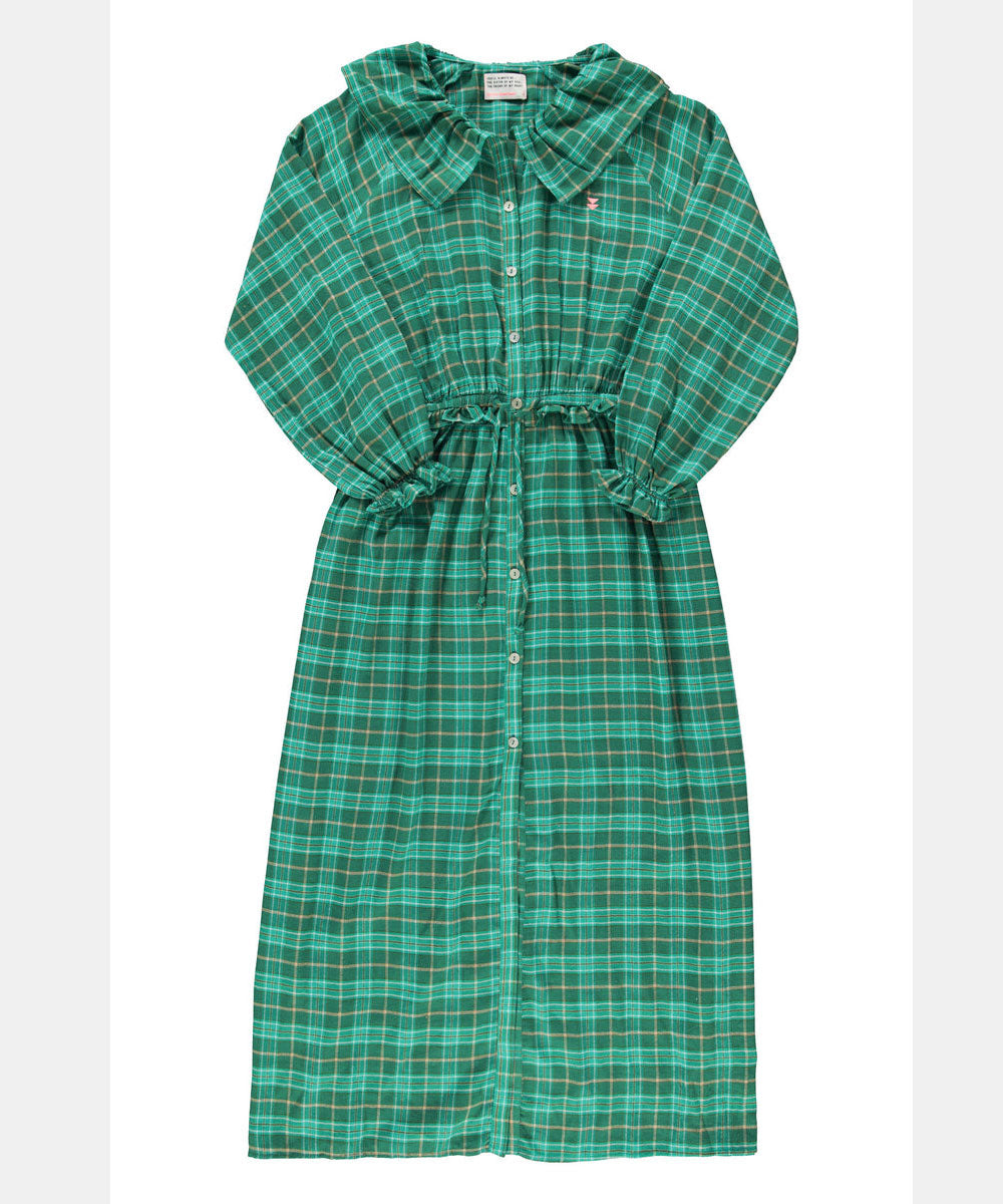 Vestido Cuadros Cuello Verde