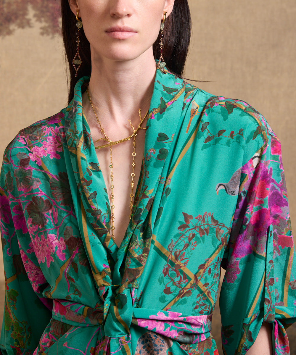 Vestido Kimono Print Pájaros